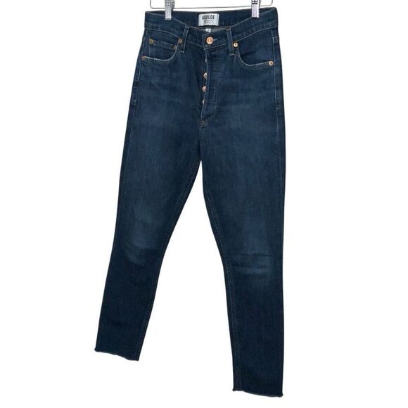 Agolde Nico High Rise Frayed Button fly slim fit Jeans Size 25 - Picture 5 of 10